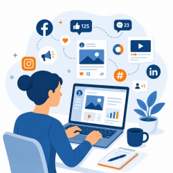 Une personne communique sur les réseaux sociaux