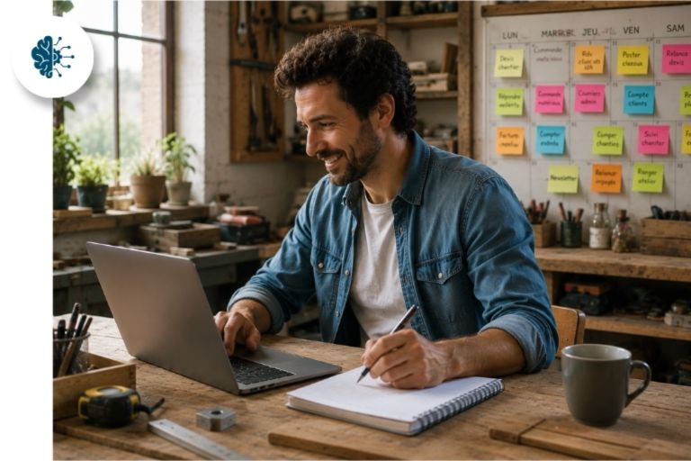 Un artisan utilise l'IA dans le cadre de son travail.
