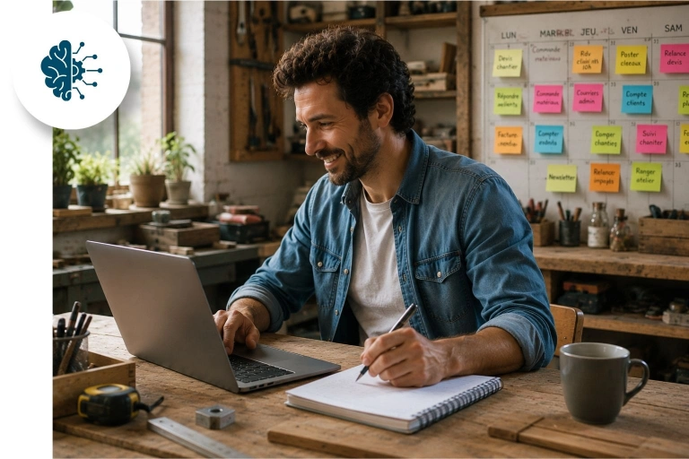 Un artisan utilise l'IA dans le cadre de son travail.
